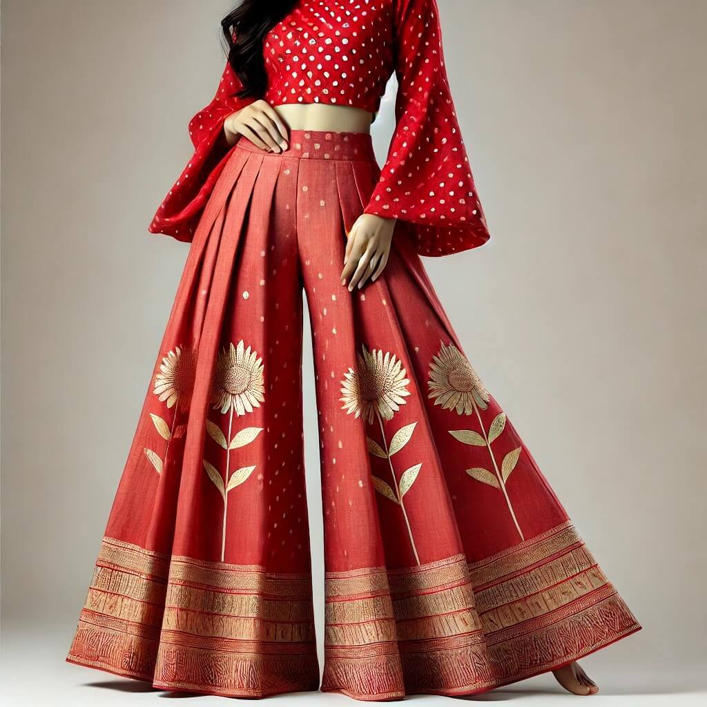 Red Flared Palazzo