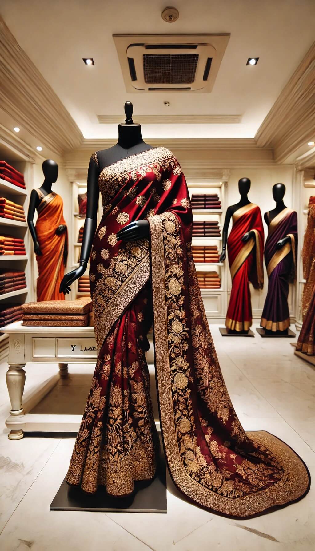 maroon saree